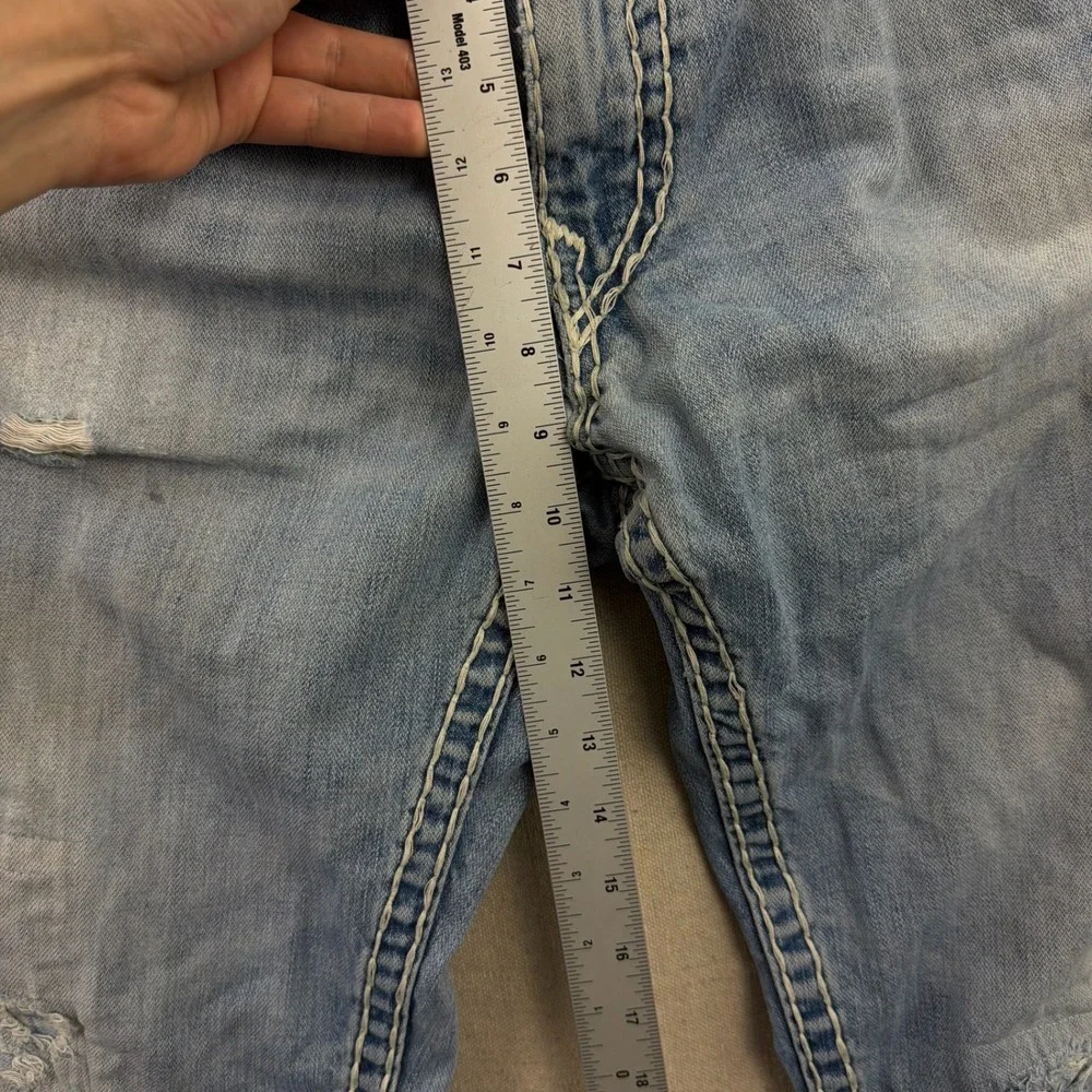 VTG True Religion Billy Super T Jeans 38 Blue Distressed Bootcut Contrast Stitch